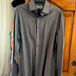 DKNY Gray Dress Shirt Classic Formal Design